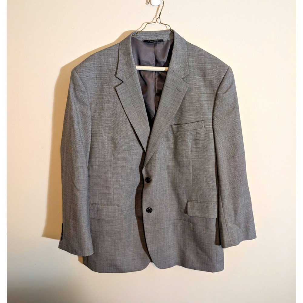 Jos A Bank Blazer Mens 48R Gray Wool Houndstooth 2 Button Notch Lapel